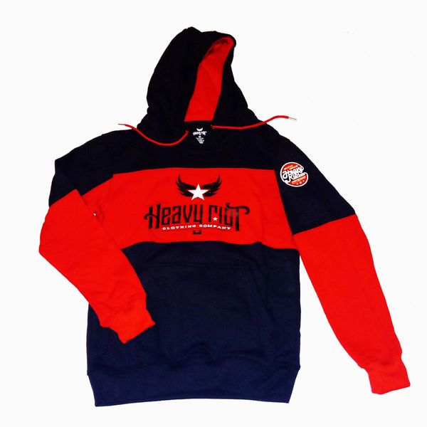 RED AND BLACK HEAVY RIOT HOODIE WITH HIGH DENSITY 3D PRINTING
