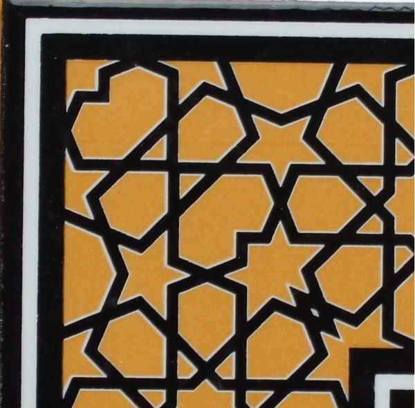 4"x4" Turkish Iznik Geometric Pattern Ceramic Corner Tile