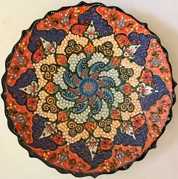 12" Turkish Handmade Iznik Floral Pattern Ceramic Plate