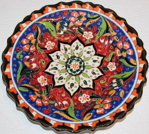 10" (25cm) Handmade Turkish Iznik Raised Tulip Pattern Ceramic Plate