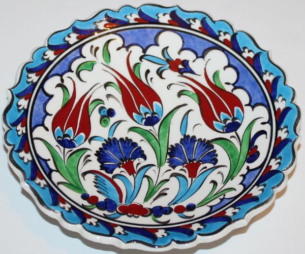 7" (18cm) Turkish Iznik Tulip, Carnation & Floral Pattern Ceramic Plate