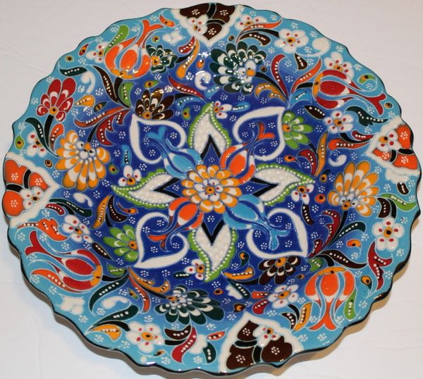 10" (25cm) Handmade Turkish Iznik Raised Tulip Pattern Ceramic Plate