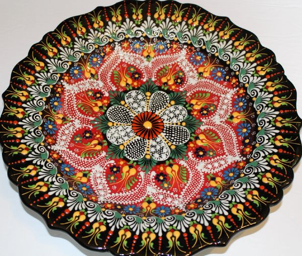 12" (30cm) Multi-Color Handmade Turkish Iznik Floral Pattern Ceramic Plate