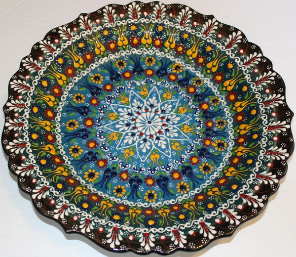 12" (30cm) Multi-Color Handmade Turkish Iznik Floral Pattern Ceramic Plate