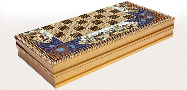High Quality Yenigun 20" Persian Pattern Compressed Wood Checkers Backgammon Set