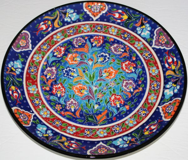 12" (30cm) Turkish Handmade Iznik Floral Pattern Ceramic Plate