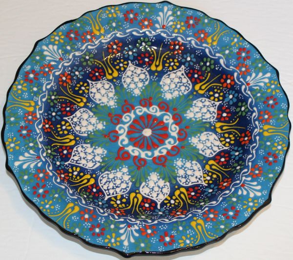 10" (25cm) Handmade Turkish Raised Iznik Floral Pattern Ceramic Plate