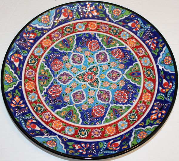 12" (30cm) Turkish Handmade Iznik Floral Pattern Ceramic Plate