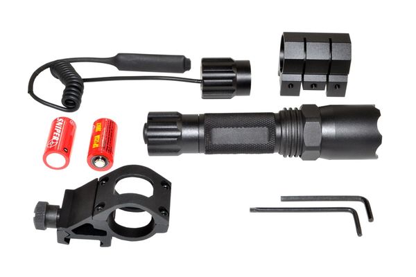 Tac Light Flashlight LED 260 Lumen Waterproof w Remote, Hi / Low / Strobe Beam for Picatinny Handguard Mount