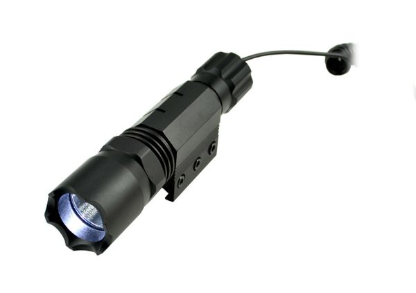 Tactical LED Flashlight with M-LOK Ring, 260 Lumens - Includes Remote Pressure Switch & Batteries