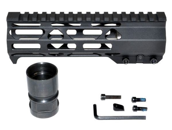 7" AR Pistol Style Free Float Handguard for AR-15 .223 / 5.56, ID 1.36" w/ Handstop Feature, 9.1 oz