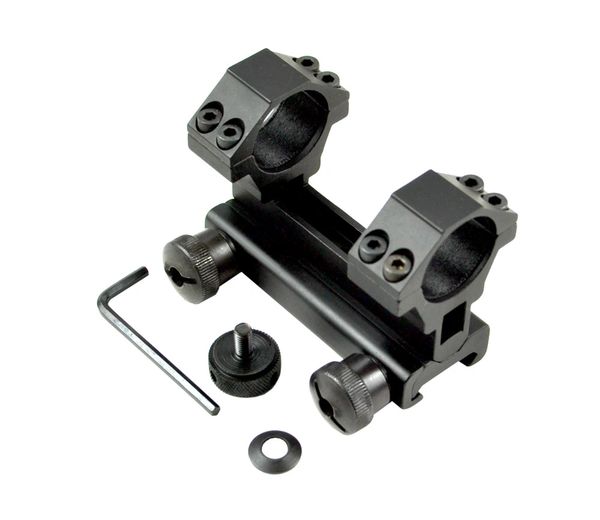 AR15 Scope Mount for Carry Handle or Flat Top Rail with Rings - Fits 1 INCH Diameter Scope Body - Black