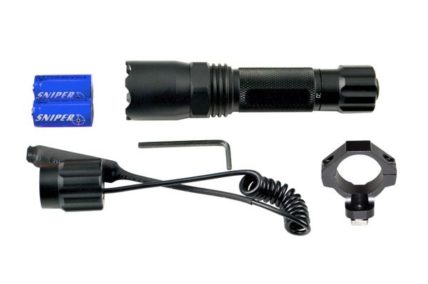 Tactical LED Flashlight with M-LOK Ring, 260 Lumens - Includes Remote Pressure Switch & Batteries