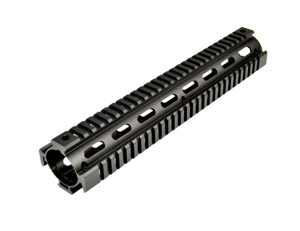 12" Rifle Length 2 Piece Drop-In Quad Rail Handguard Rail - Fits ROUND Handguard End Cap AR15 .223, Aluminum