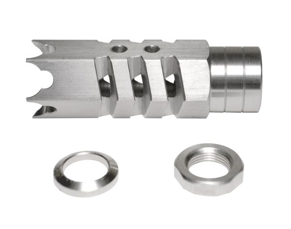 1/2x28 Muzzle Brake for AR-15, Stainless Steel