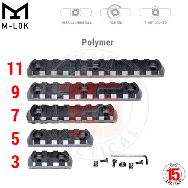 M-LOK to Picatinny Adapter Rail, Polymer, Choose 3, 5, 7, 9 or 11 slots
