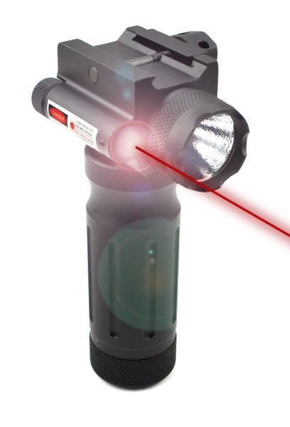 Tactical LED Aluminum Front Grip Flashlight and Red Laser Sight Combo