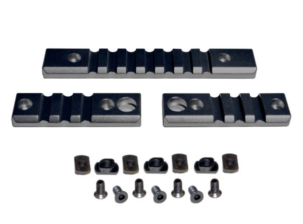M-LOK to Picatinny Adapter Rail KIT (BLACK) for MLOK Handguard Rails - 2 x 3 slot, 1 x 7 slot