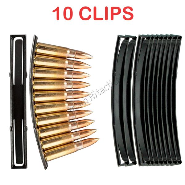 AK-47 SKS Steel Stripper Clips, 10 PACK, 10 rounds per clip, Magazine Loader