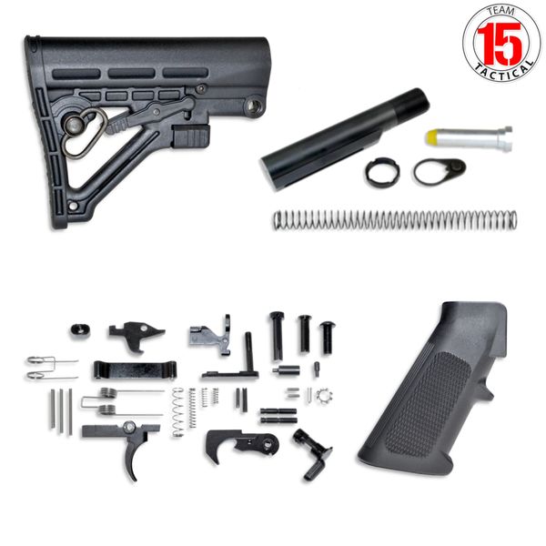 AR-15 Lower Build Kit - Lower Parts Kit [with FCG] plus Stock & Buffer Tube Kit