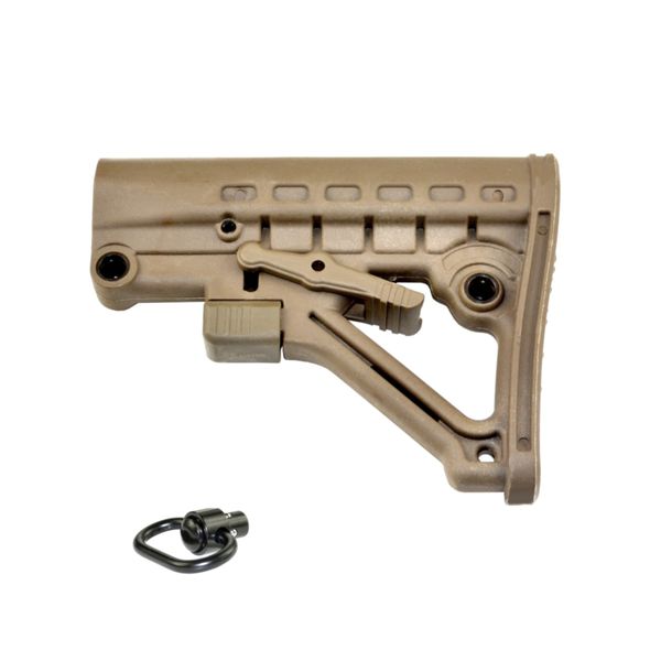 AR-15 Commercial Adjustable Buttstock with QD Sling Swivel Mount Adaptor - TAN