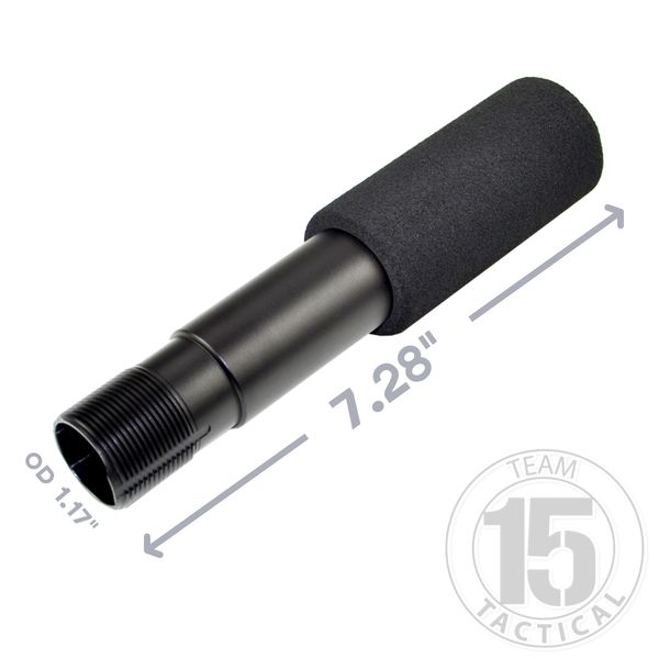 AR-15 7.3" Pistol Buffer Tube, Aluminum, Black (.223/5.56) With Foam Cover, 1.25" OD