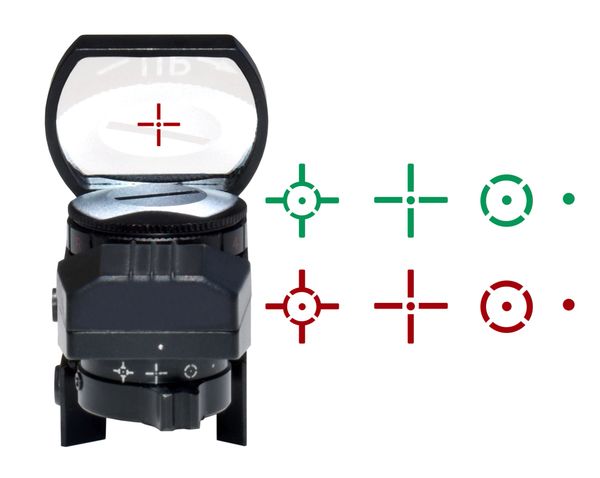 Kexuan Mini Reflex Red/Green Dot Sight - 4 Reticle Patterns, Picatinny Mount