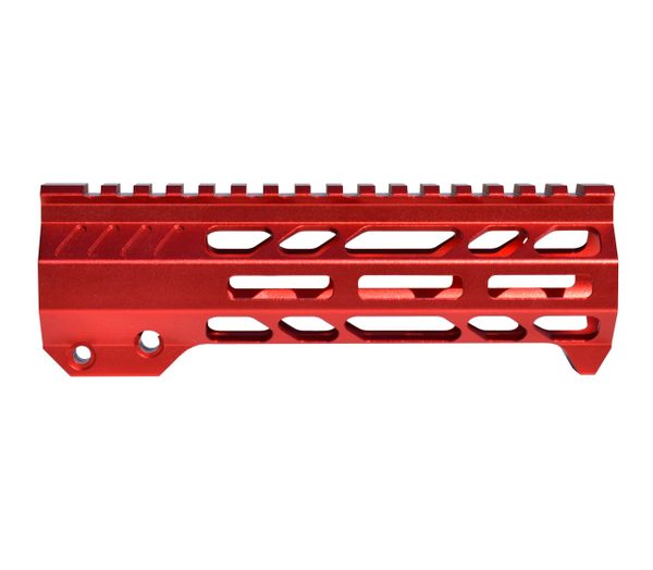 7" M-LOK Split Top Rail, RED Color, Free Float Handguard for AR-15 223 / 5.56 Integrated Handstop, Slim & Light 6.7 ounces