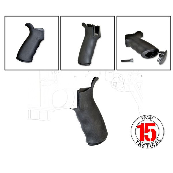 AR15 Rear Pistol Grip, Beavertail, Polymer with Rubberized Coating