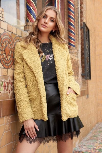 Teddy coat outlet mustard