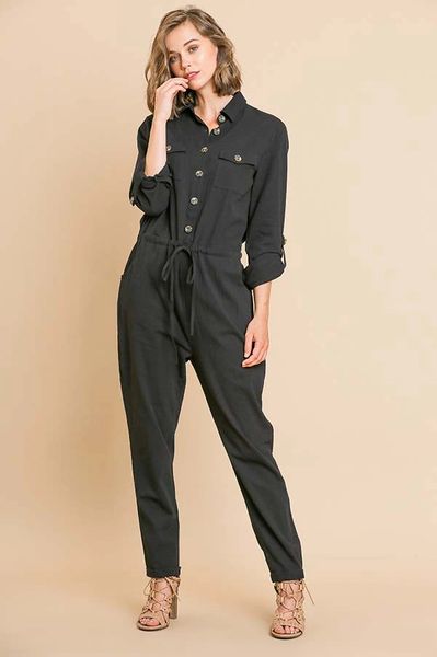 Black utility store jumpsuit womens