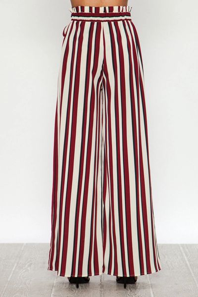 Vertical Striped Pants Womens Burgundy and Yellow Hip Hop Sweatpants Spring  Modern Design Trousers Big Size 2XL