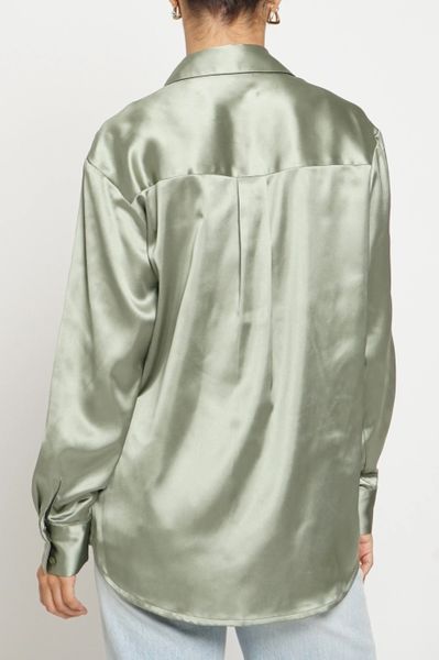 ASYOU mix and match oversized satin shirt in sage green - part of a set