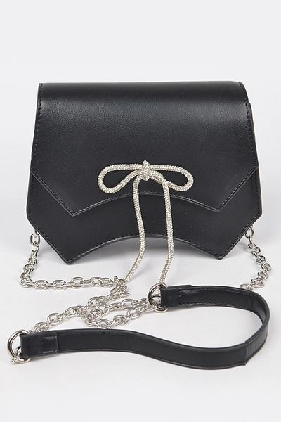 Black crossbody bag discount with silver chain