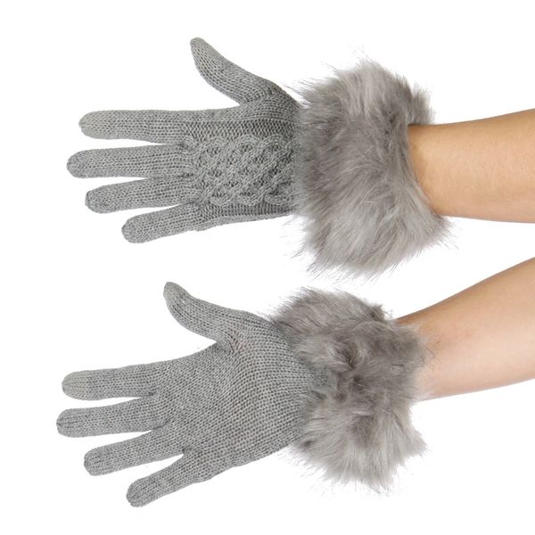 Grey fur on sale trim gloves