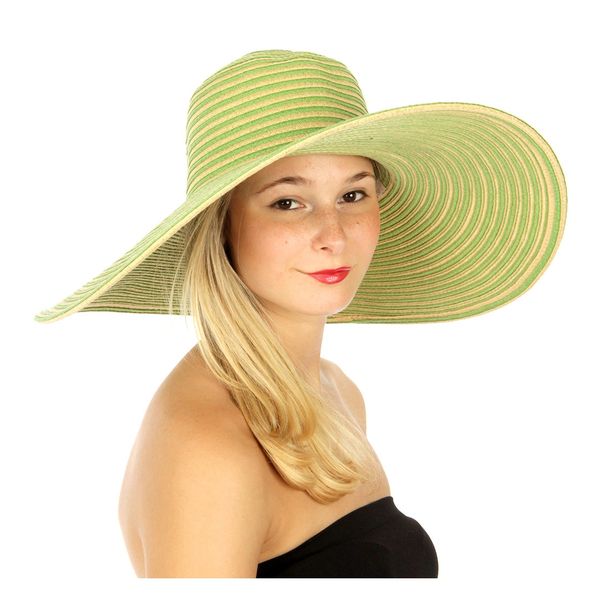 Stripe Floppy Straw Hat