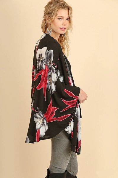 Olive Floral Kimono Top | BAZ and BEA