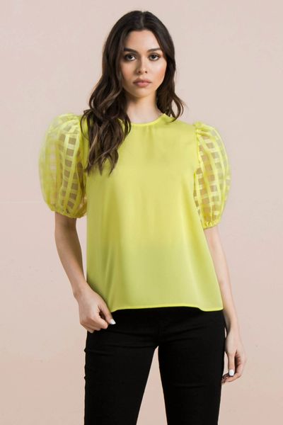 yellow puff sleeve blouse