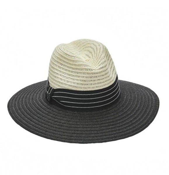 Panama Hat Black White Braided | BAZ and BEA