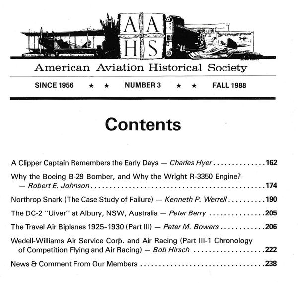 AAHS JOURNAL, AMERICAN AVIATION HISTORICAL SOCIETY, VOL. 33, NO. 3