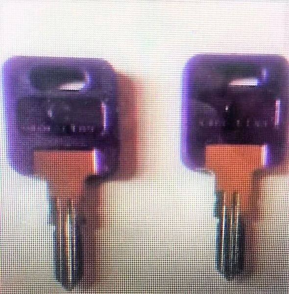 2 FIC PURPLE PLASTIC RV Code Cut Keys EF301 to EF351 Travel Trailers