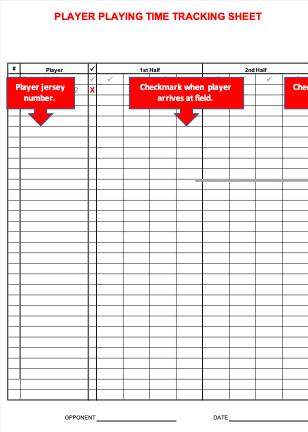 Playing Time Tracking Sheet - Editable