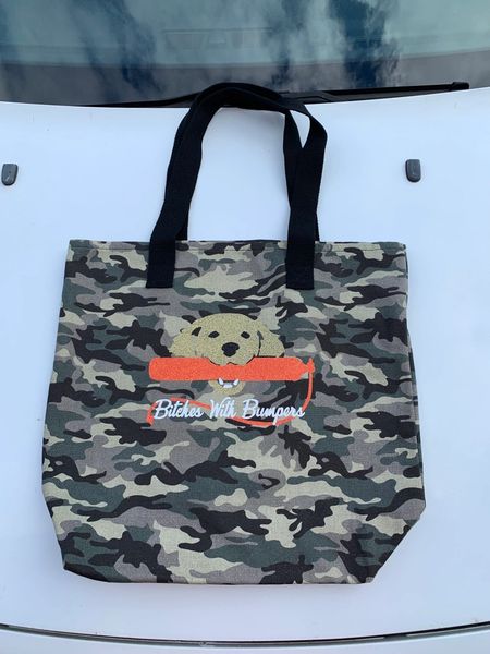Bitches With Bumpers Golden Retriever Camo Tote Bag