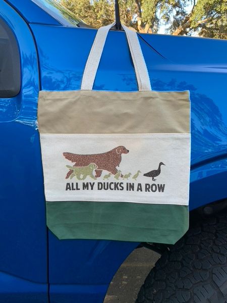 Golden Retriever "All My Ducks In A Row" Canvas Tote Bag