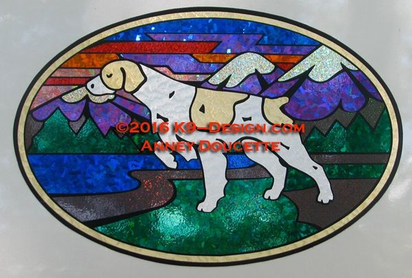 Brittany Pointing / Hunting "Colorado" XL Oval Magnet