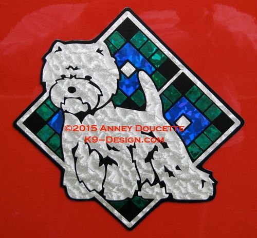 West Highland White Terrier Scottish Plaid Diamond 8" Magnet - Choose Colors