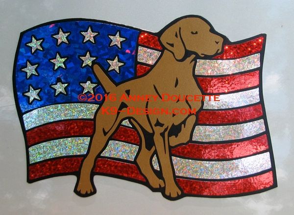 Vizsla on USA Flag Magnet