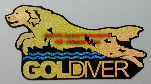 Golden Retriever "Goldiver" Dock Diving Magnet