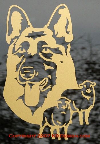 German Shepherd Dog Headstudy with Sheep Decal