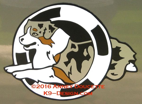 Australian Shepherd Agility Tire Large Magnet - Choose Dog & Tire Colors